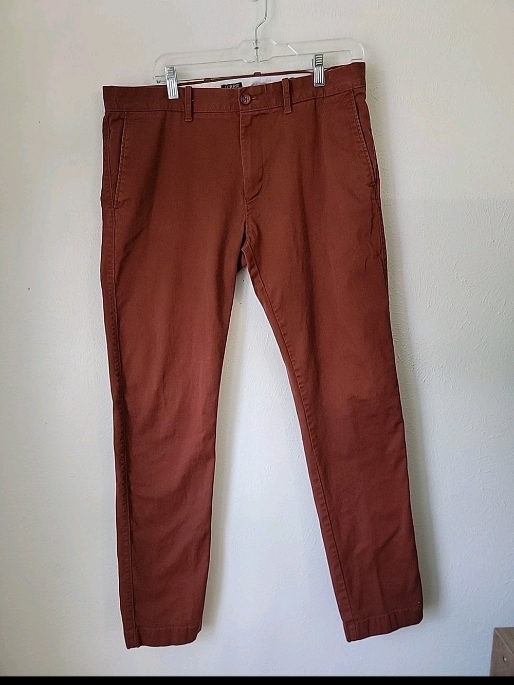 J Crew Men's Slim Chino Pants in Rust Brown Fall 34x32